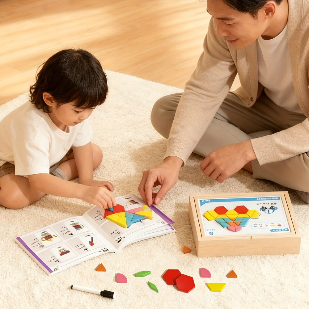 Magnetic Wooden Puzzle Board for Kids, 128/180/220/280 PCS Geometric Shape Recognition & Logical Thinking Toy — image 4