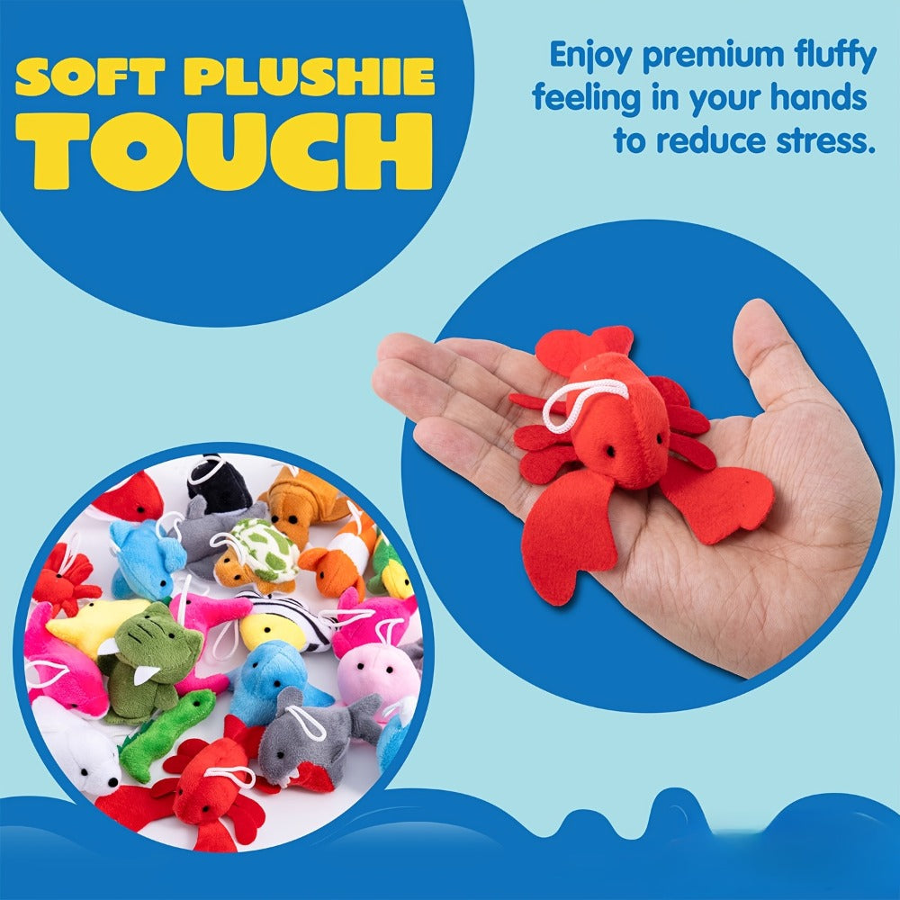 Twenty-Four Mini Sea-Animal Plush Keychains in Assorted Fish, Shark, Whale and Crab Designs — image 3