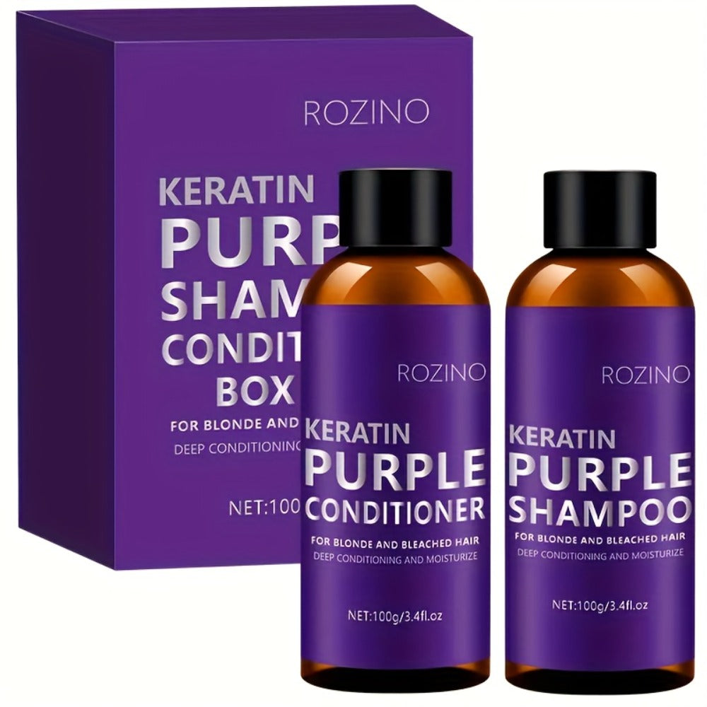ROZINO-Labeled Purple Shampoo and Conditioner Two-Piece Set in 100g Bottles with Matching Presentation Box — image 3