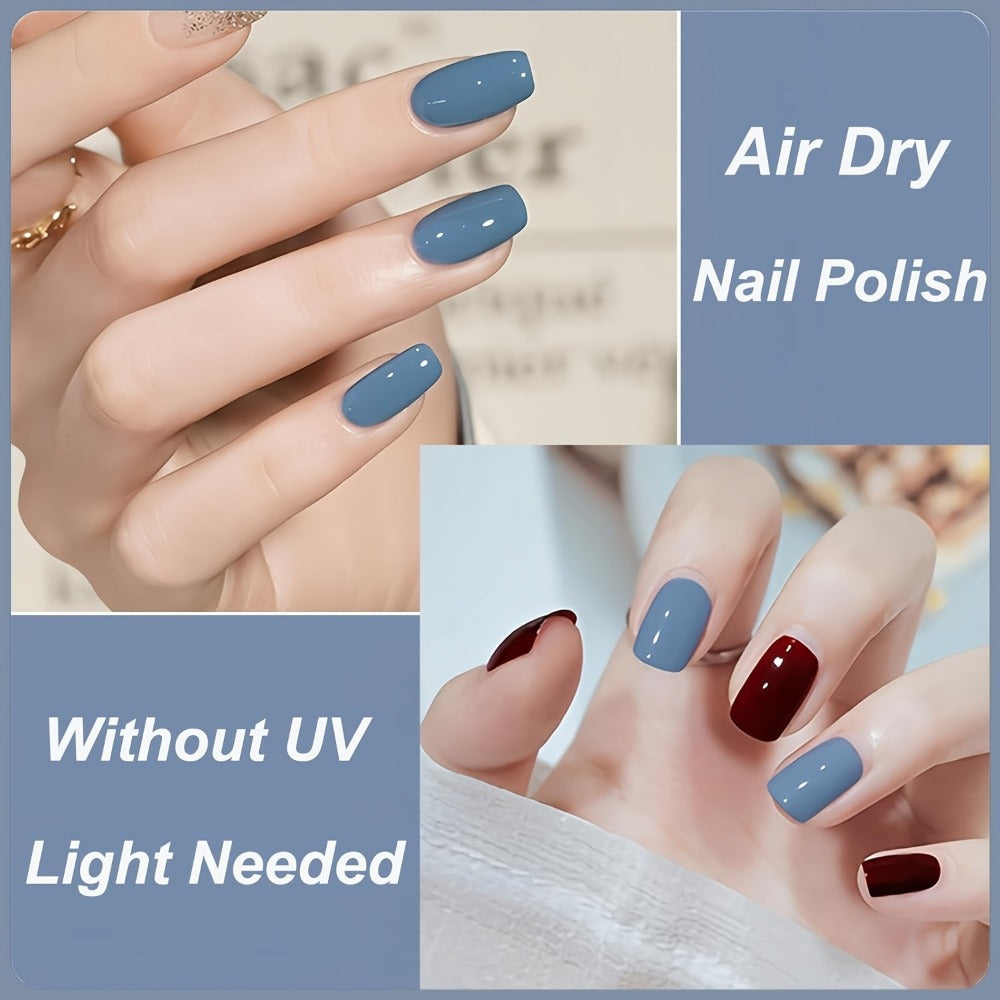 Gel Nail Polish – Grey Blue 0.35oz No Lamp Required Peelable Easy Removal Quick Drying Long-Lasting High Shine DIY Nail Art S