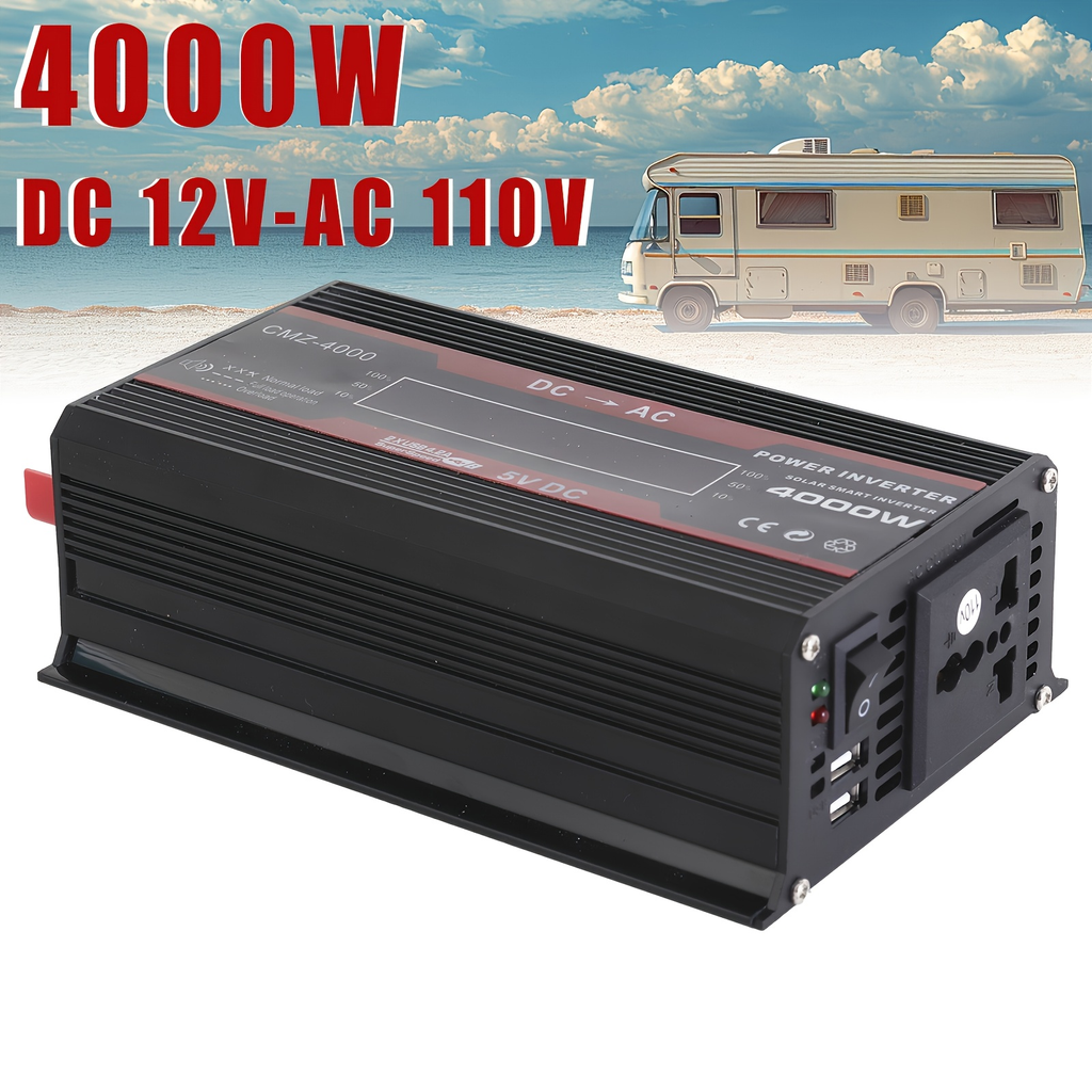 DC to AC Inverter 4000W 5500W 6500W 16000W Peak DC 12V to AC 110V High Power Car Inverter with USB Ports for Garden, Patio an