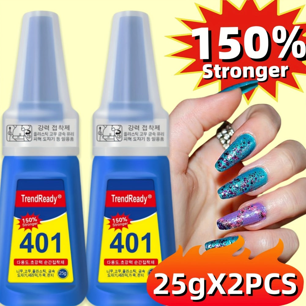 Nail Glue Set, TrendReady 401 25g Bottles in 1+1, 3+1, 5+1 or 7+1 Pack Options with Pointed Nozzles — image 1