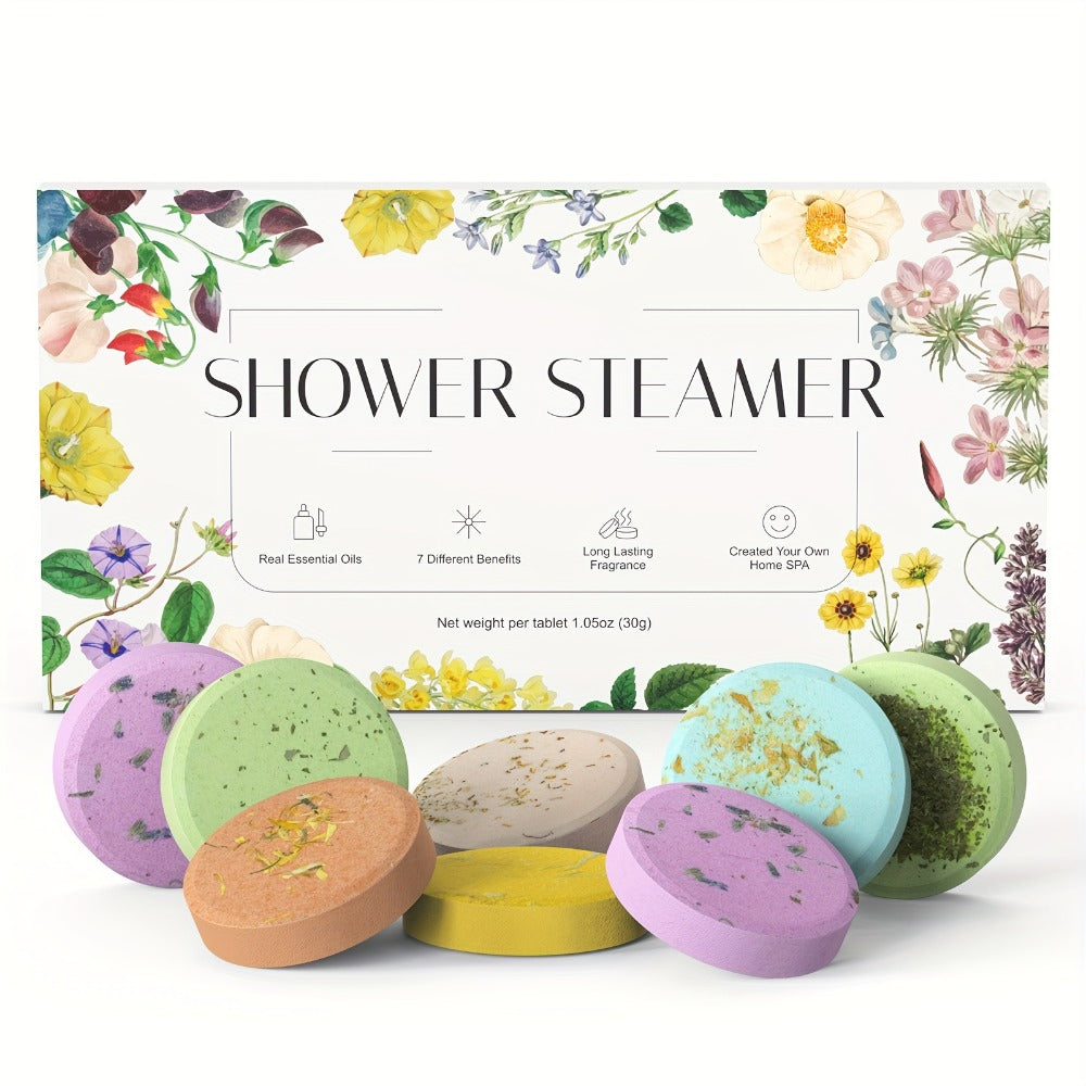 Shower Steamers Gift Set 6 Pcs Individually Wrapped – Natural Essential Oil Aromatherapy, for Bath Time, Home Spa and Persona