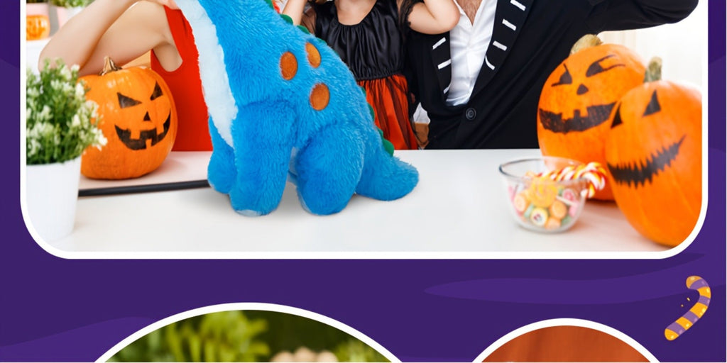 Plush Toy Blue Dinosaur with LED Glow and Optional Music for Colorful Interactive Display for Character Display, Room Decor a