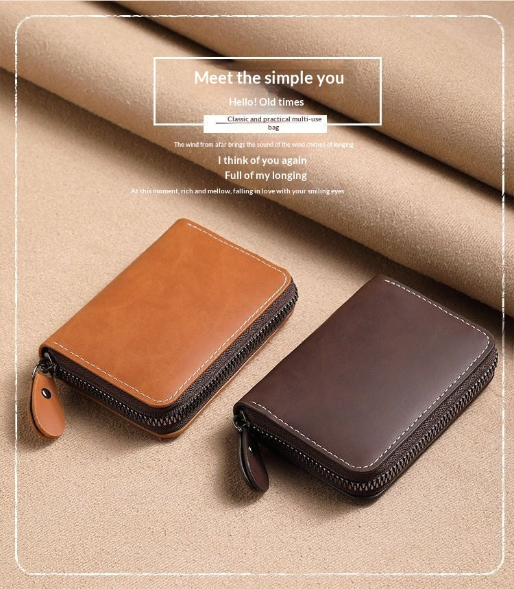 Slim Leather Men's Wallet Large Capacity Multi-Card Organizer Ultra-Thin