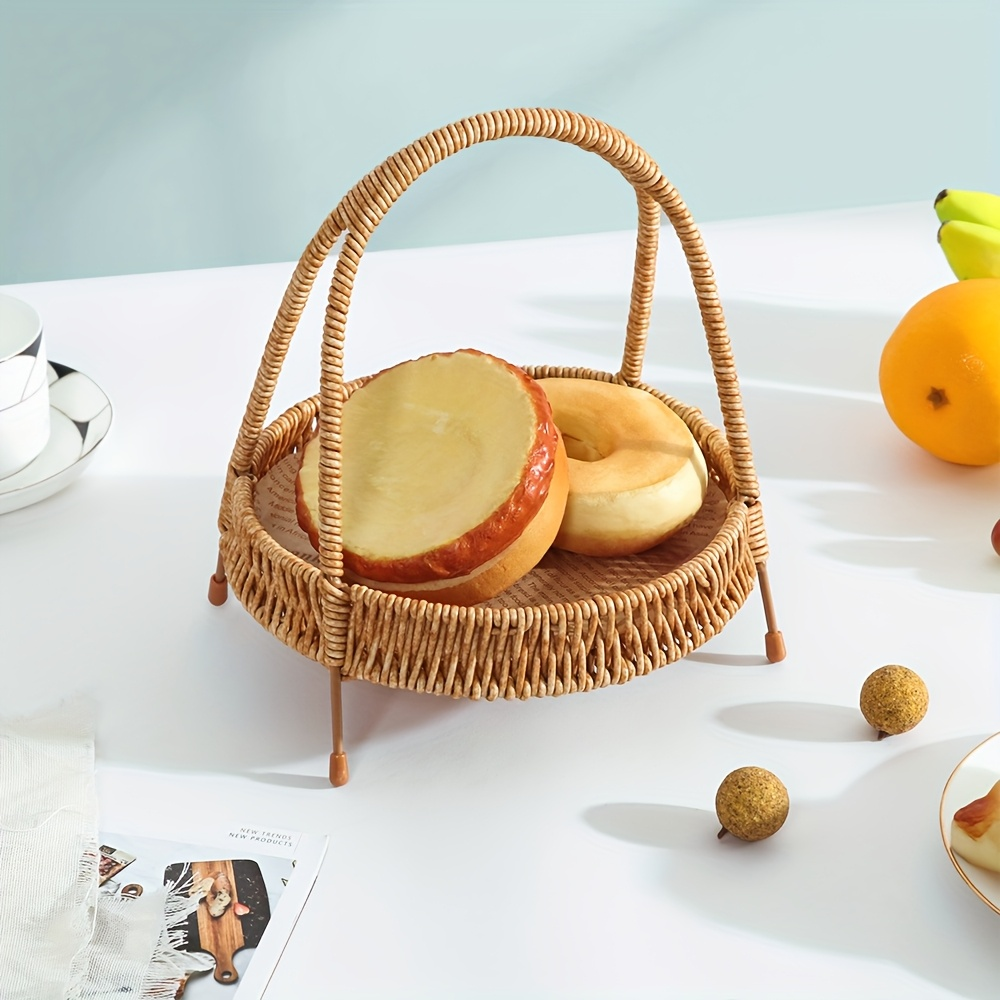 Wire Frame Storage Basket with Imitation Rattan Weave and Iron Structure, 8.66 x 7.87 x 7.87 Inch — image 5