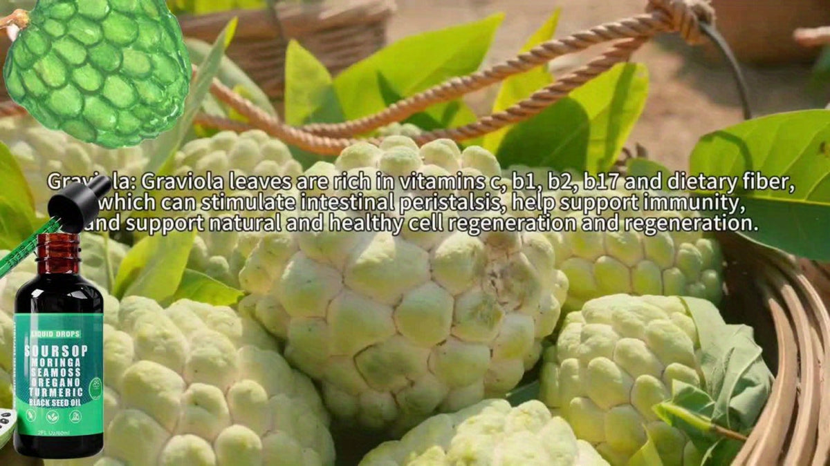 Soursop Graviola Liquid Drops 2 Fl Oz, Leaf & Fruit Blend with Sea Moss, Elderberry & Black Seed Oil — image 10
