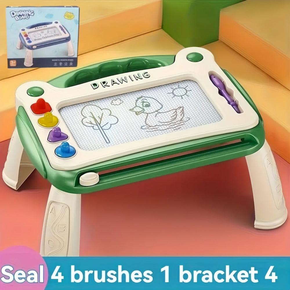 Kids Drawing Board Toy 3-in-1 with Stamps Brush Stand – Magnetic Doodle Art Set for Toddlers Boys Girls Ages 3+ Birthday East