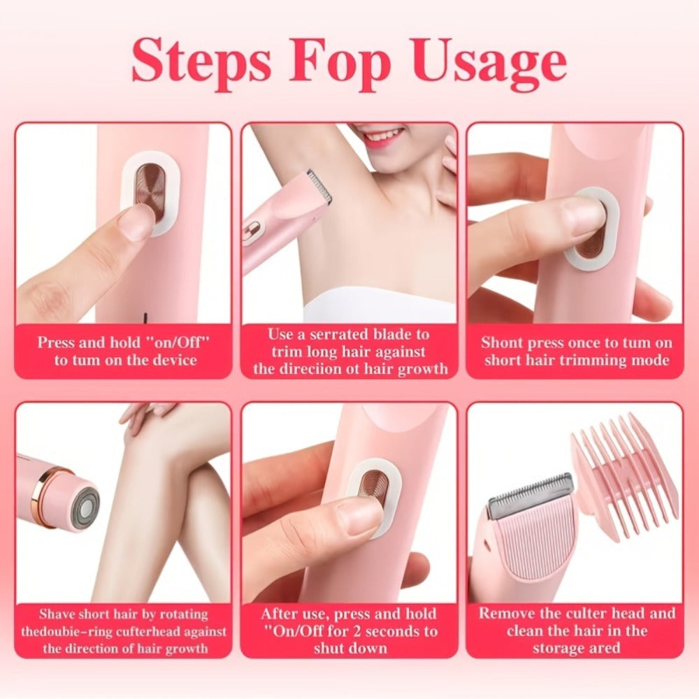 Electric Shaver 2-in-1 Women’s Razor and Bikini Trimmer with IPX6 Wet/Dry Use and USB Rechargeable Power — image 7