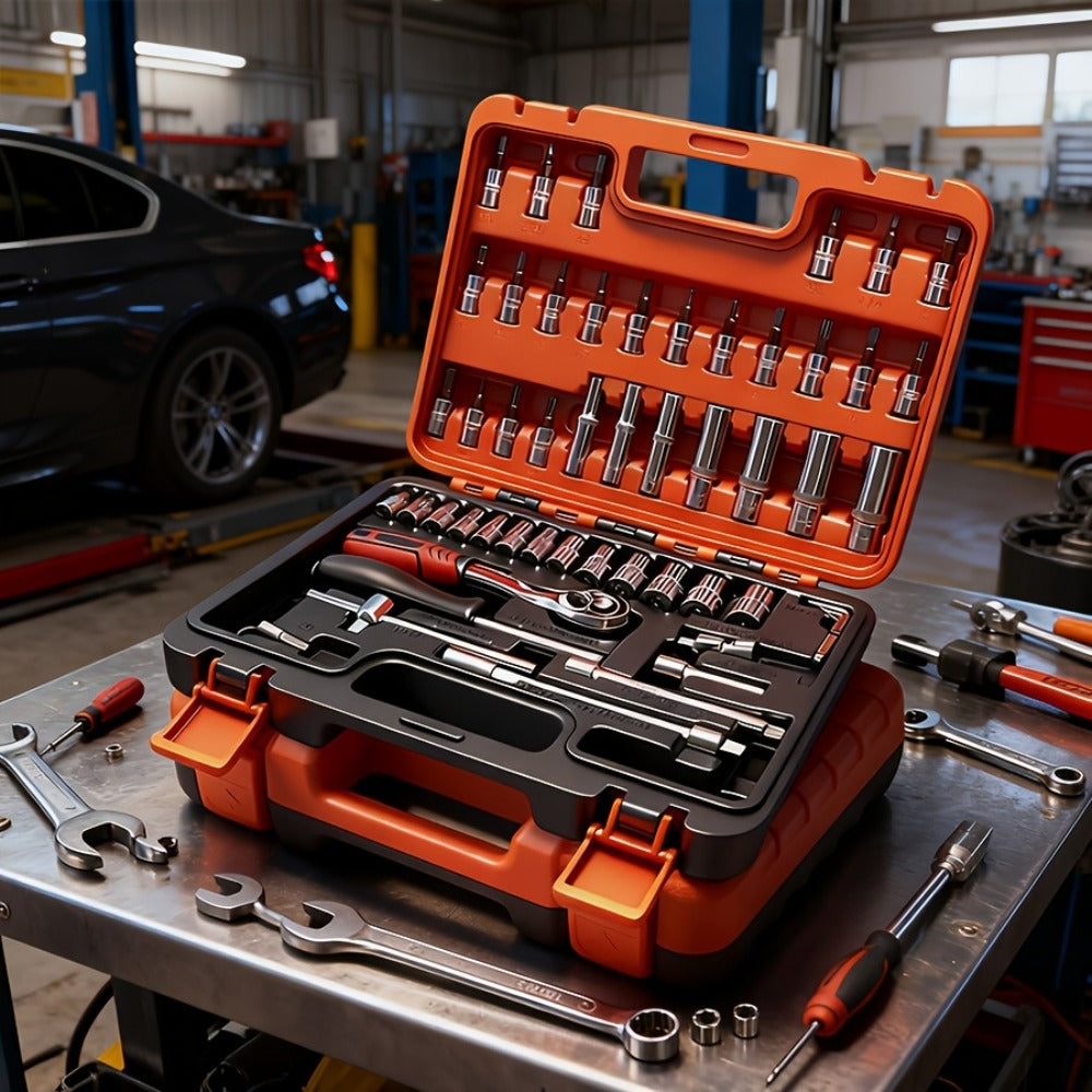 52-Piece Professional Tool Set – Multi-Function Home & Car Repair Toolkit with Portable Toolbox, Ideal Gift for DIY Enthusias