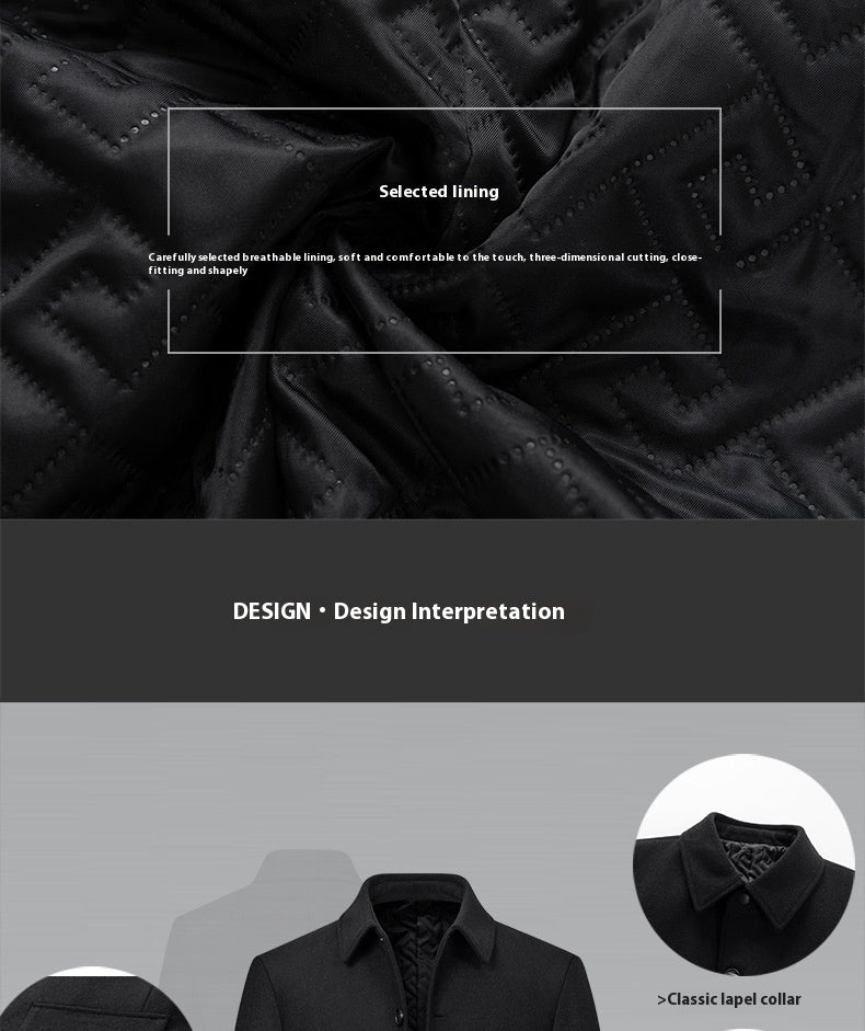Lapel New Middle-aged Men Coat Woolen Coat