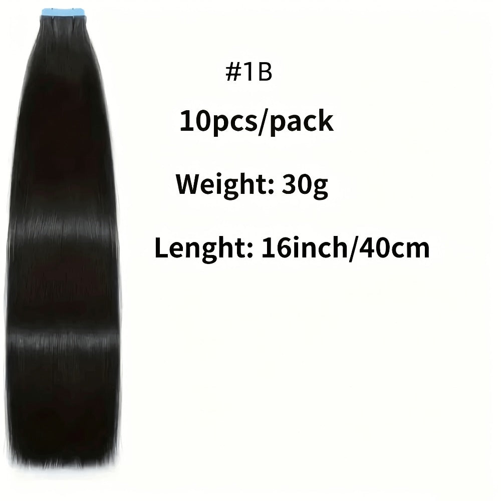Tape In Hair Extensions Human Hair Straight Natural Black 1B Seamless Skin Weft 10pcs 30g 16 20 22 24 Inch Invisible Blend fo