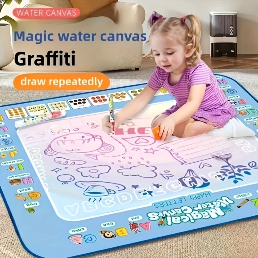 Water Canvas Drawing Mat for Kids Reusable Mess-Free – Magical Paint with Water Art Toy 80x60cm Ocean Animal Designs Screen-F