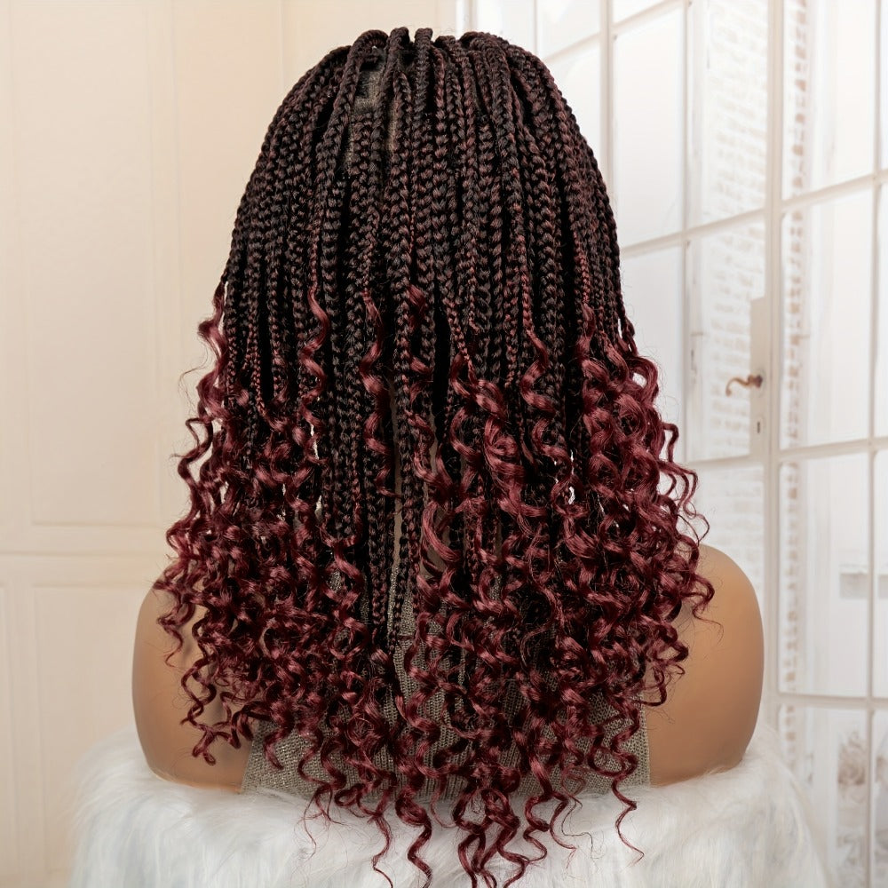Goddess Square-Braid Wig with Curly Ends in 14- or 16-Inch Lengths and Black, Burgundy or Brown Colors — image 6