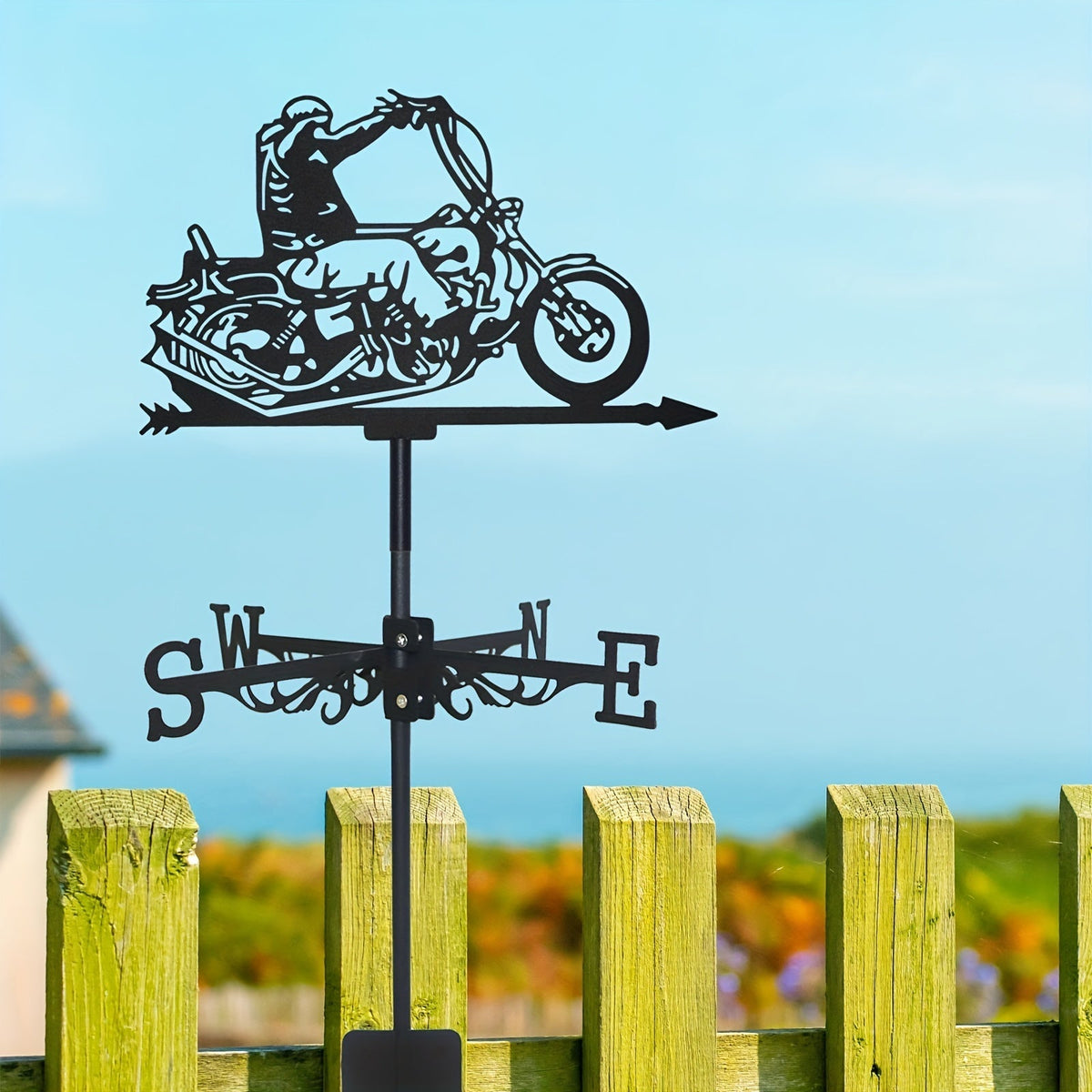 Weathervane | Metal Motorcycle Garden Yard Roof Wind Direction Decor — image 5