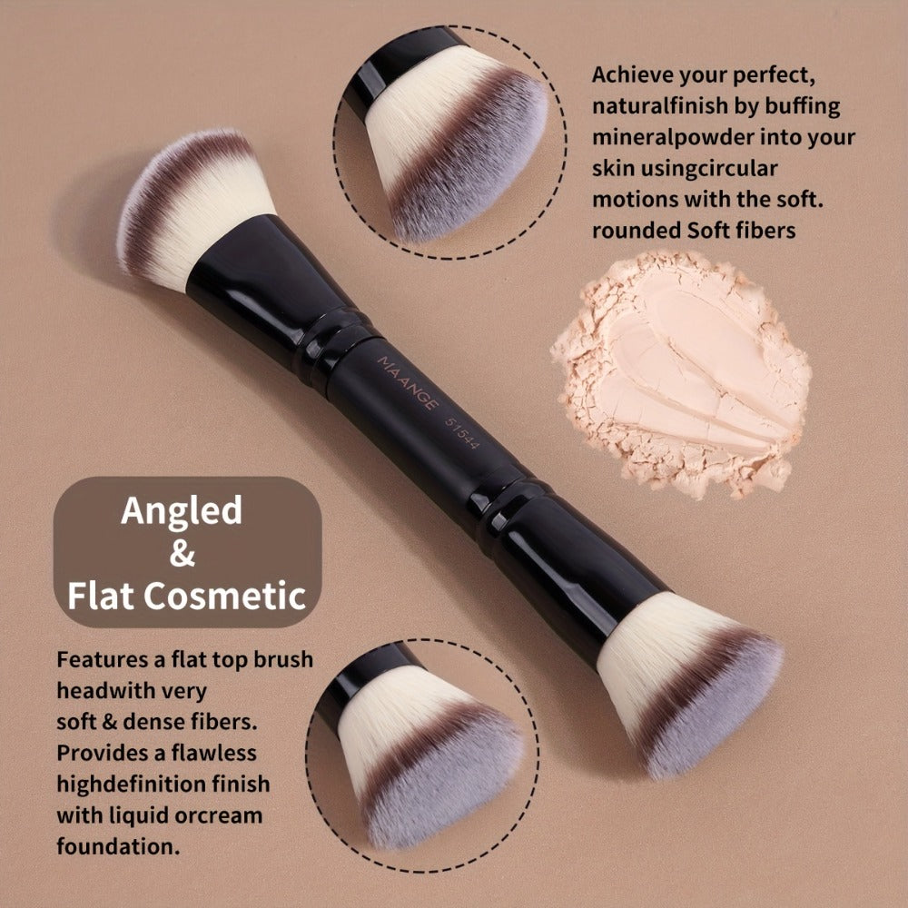 Makeup Brush Set, 4-Piece Double-Ended Travel Collection with Eight Brush Heads in Black-Beige or Black-Gold — image 3