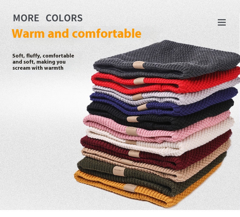 Plain Knitted Scarf Outdoor Velvet Padded Suit Neck Neck Protection Bandana