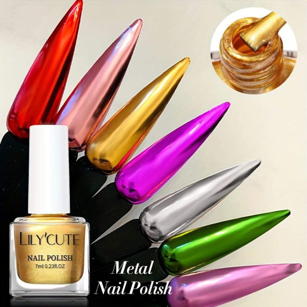 Eight-Piece Metallic Nail Polish Set with JS01–JS08 Mirror-Color Shades in 0.24 oz Glass Bottles — image 3
