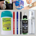 Tattoo Transfer Kit Complete Set with Ink Gel Green Soap Solution & Stencil Markers for Temporary Body Art, Festivals and Cos