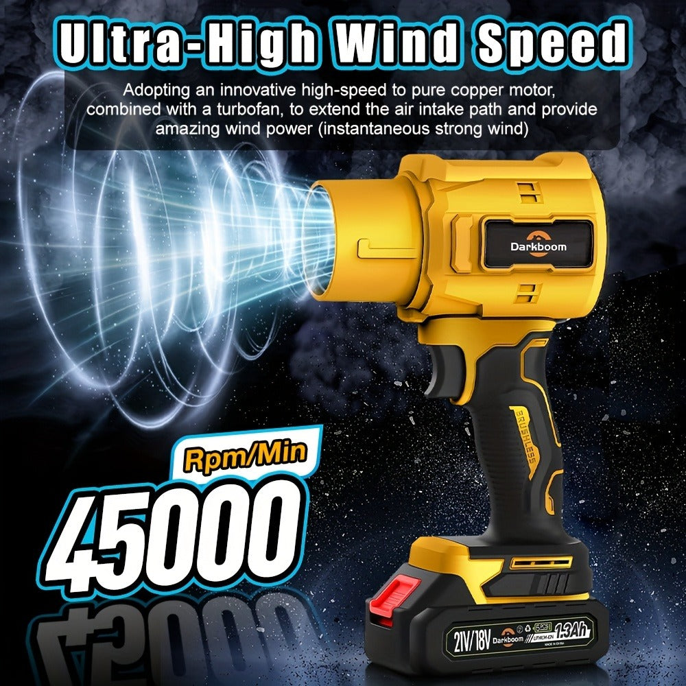 Cordless Handheld Leaf Blower and Air Duster Kit in Yellow or Blue with Two Batteries, Charger and Two Nozzles — image 6