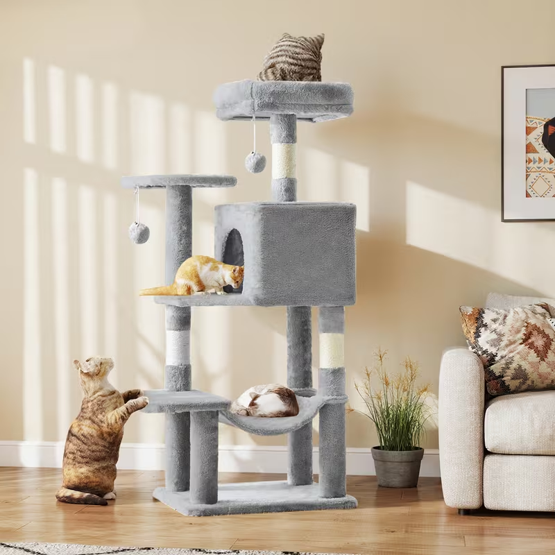 Multi-Level 44in Cat Tower with Enclosed Condo, Hammock, Round Platforms and Sisal-Wrapped Posts — image 25