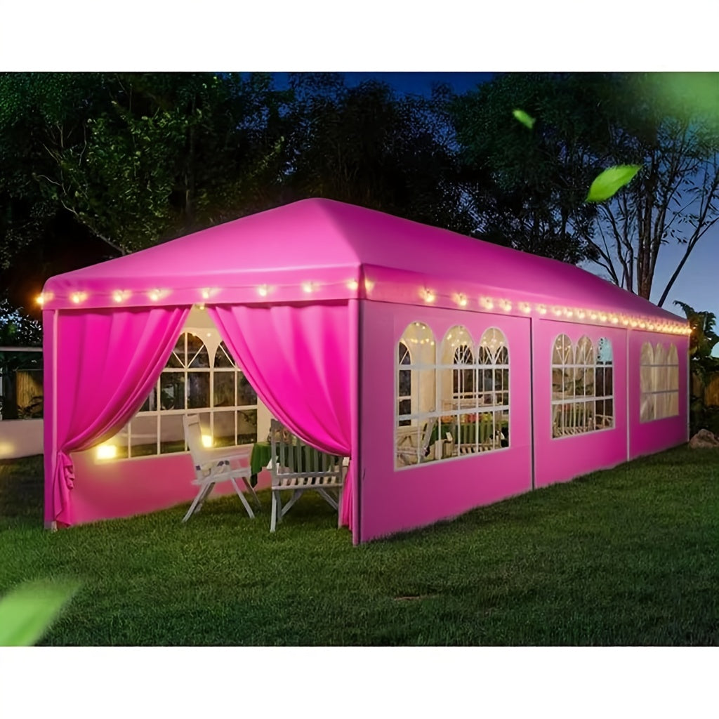 10x30ft Party Tent with Eight Removable Window Sidewalls in Pink, Black or White Color Options — image 1