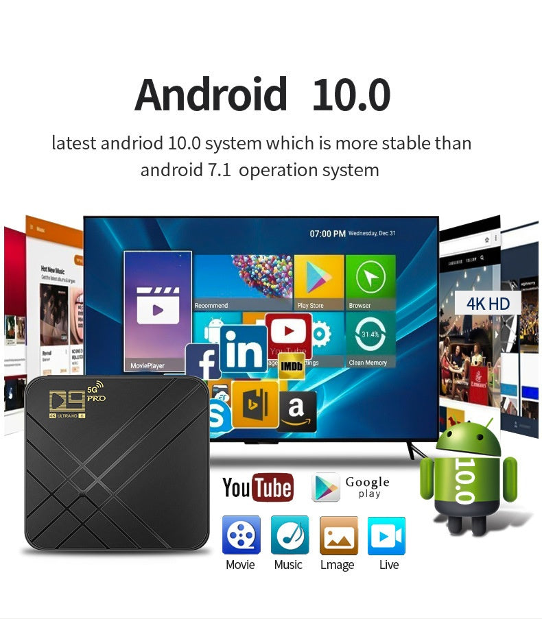 Android Set-top Box 4K TV Box HD Smart Player Dual-band WiFi