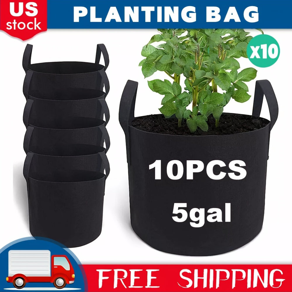 Black 5-Gallon-Labeled Grow Bags with Handles in 10-Pack or 20-Piece Checkout Options for Garden Planting — image 1