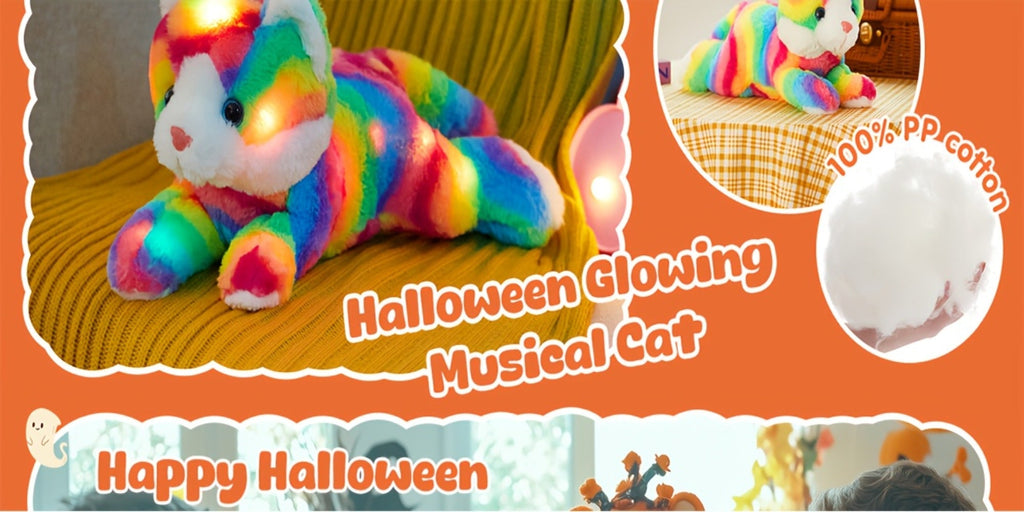 Plush Toy Rainbow Cat with LED Glow and Optional Music for Colorful Kawaii Room Display and Gifting — image 13