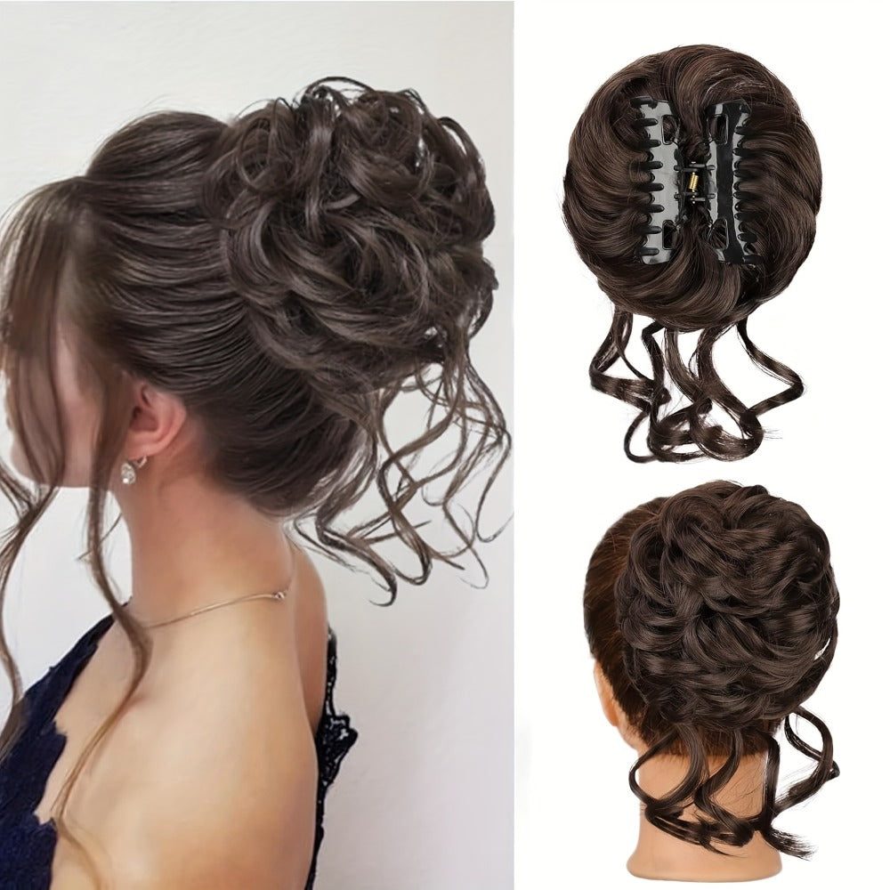 Hair Extensions Curly-Wavy 6-Inch Synthetic Messy Bun with Claw Clip and Seven Color Codes — image 12