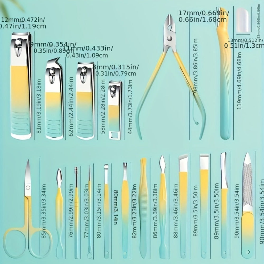 Eighteen-Piece Manicure and Pedicure Kit with Gradient Case, Clippers, Scissors, Files and Pushers — image 6