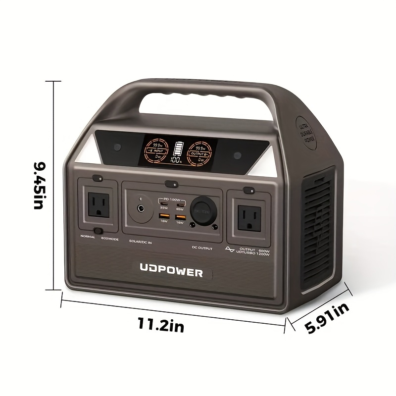Portable Power Station 595Wh 600W with LiFePO4 Cell Pack, Nine Outputs, USB-C PD and 1200W Surge — image 15