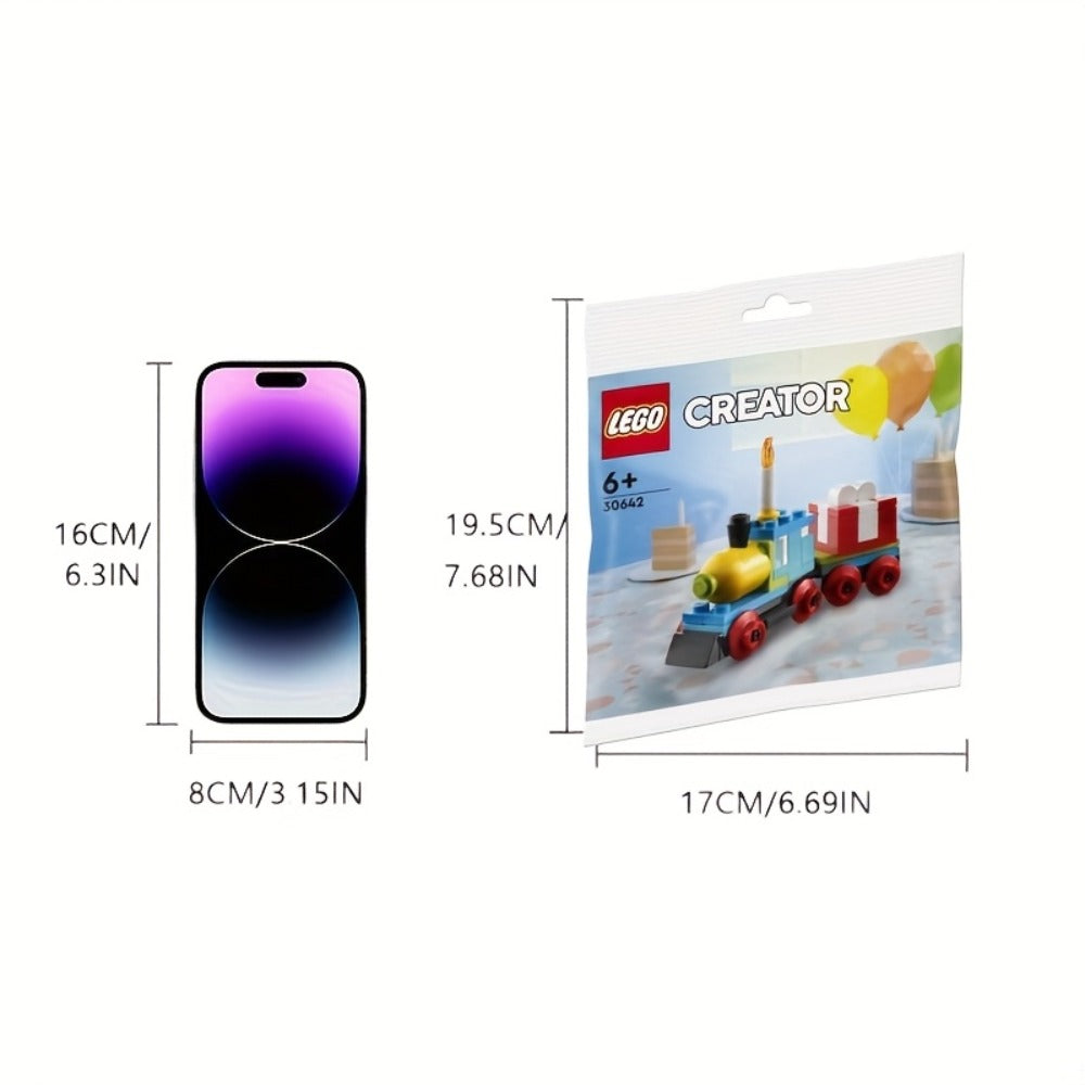 Birthday Train Building Set 30642, Mini Brick Creator Kit with Cake Balloons & Gifts for Parties, Celebrations and Guest Favo