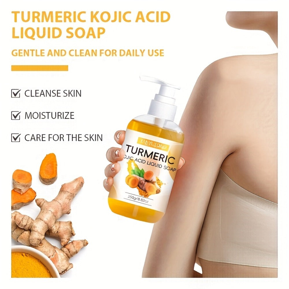 Turmeric and Kojic Acid Liquid Body Wash in a 250g Amber Pump Bottle with Single-Piece Option — image 6