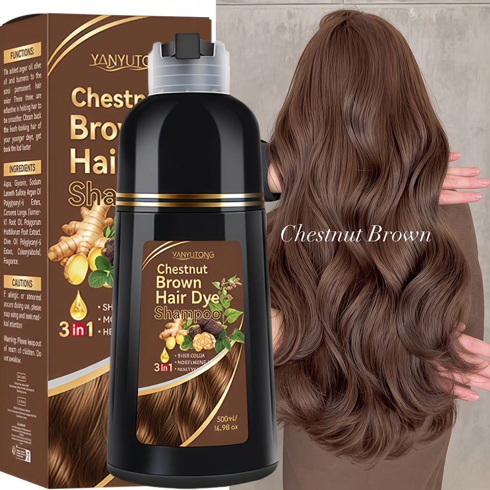Ammonia-Free Herbal Hair Color Shampoo 3-in-1 Colors in 15 Minutes Lasts 30 Days – Semi Permanent Gray Coverage Moisturizing 