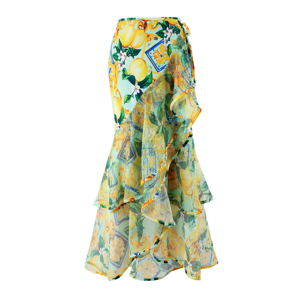 Conjoined conservative fly edge cover belly slimming sexy skirt style swimsuit women's wrapped skirt set