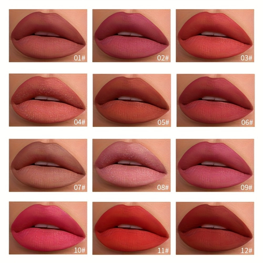 Liquid Lipstick Set 12 Pcs Velvet Matte, Non-Transfer Shimmer & Nude Shades in Elegant Book-Style Gift Box — image 7