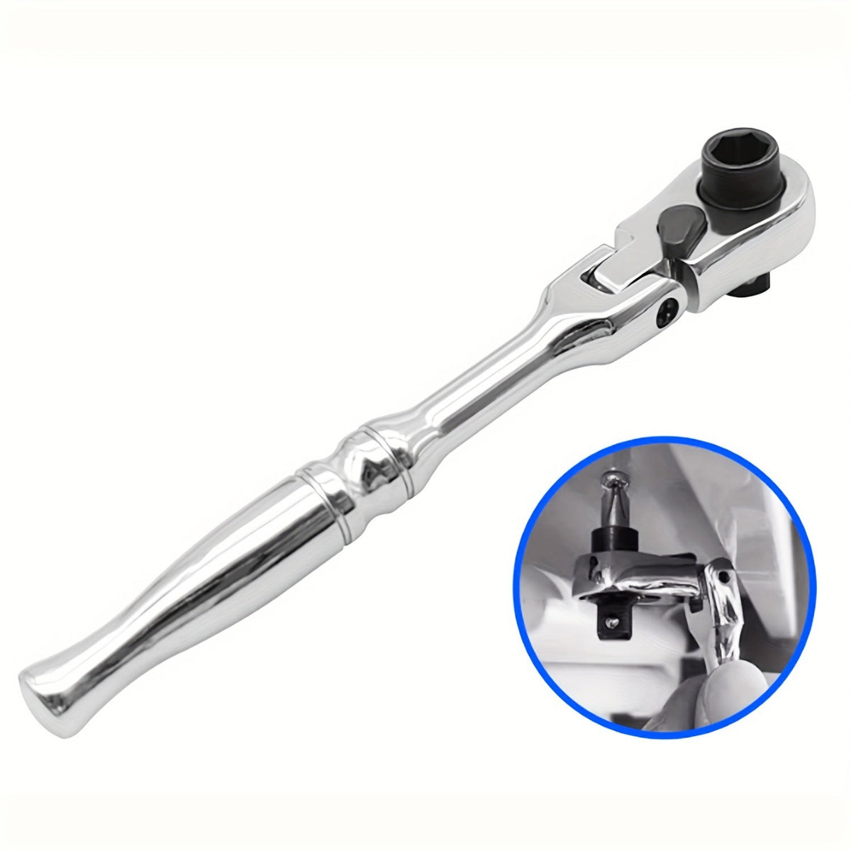 Swivel Head Ratchet Wrench Set – Spring-Loaded Flex Head 1/4" 3/8" 1/2" Drive with Extension Bar, Single or Multi-Pack for Au