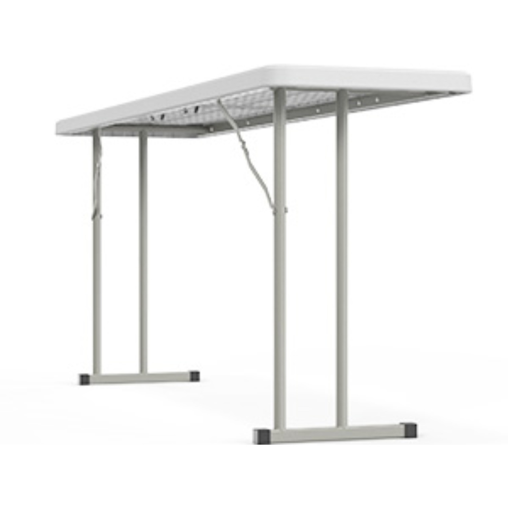Narrow White 6-Foot Portable Folding Table with Rectangular Top and Folding Gray Leg Frame — image 15