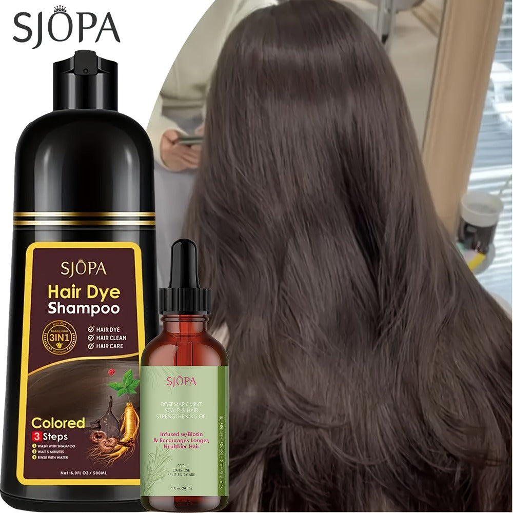 Hair Dye Shampoo, SJOPA 500ml Bottle and Rosemary Hair Oil Set with Seven Color Options for At-Home Color Selection — image 7
