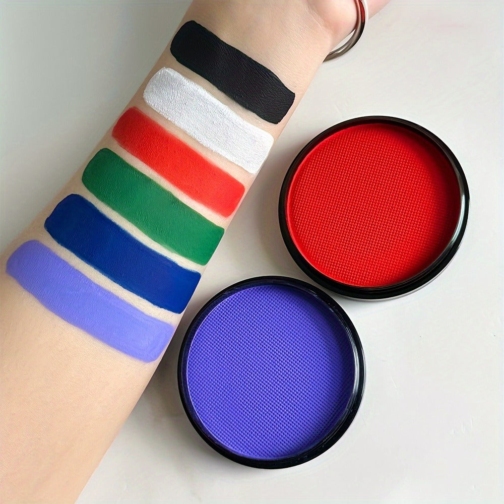Water Activated Face Paint Kit 6 Colors with 10 Brushes, Water Based Face Body Paint Palette Black White Red — image 3