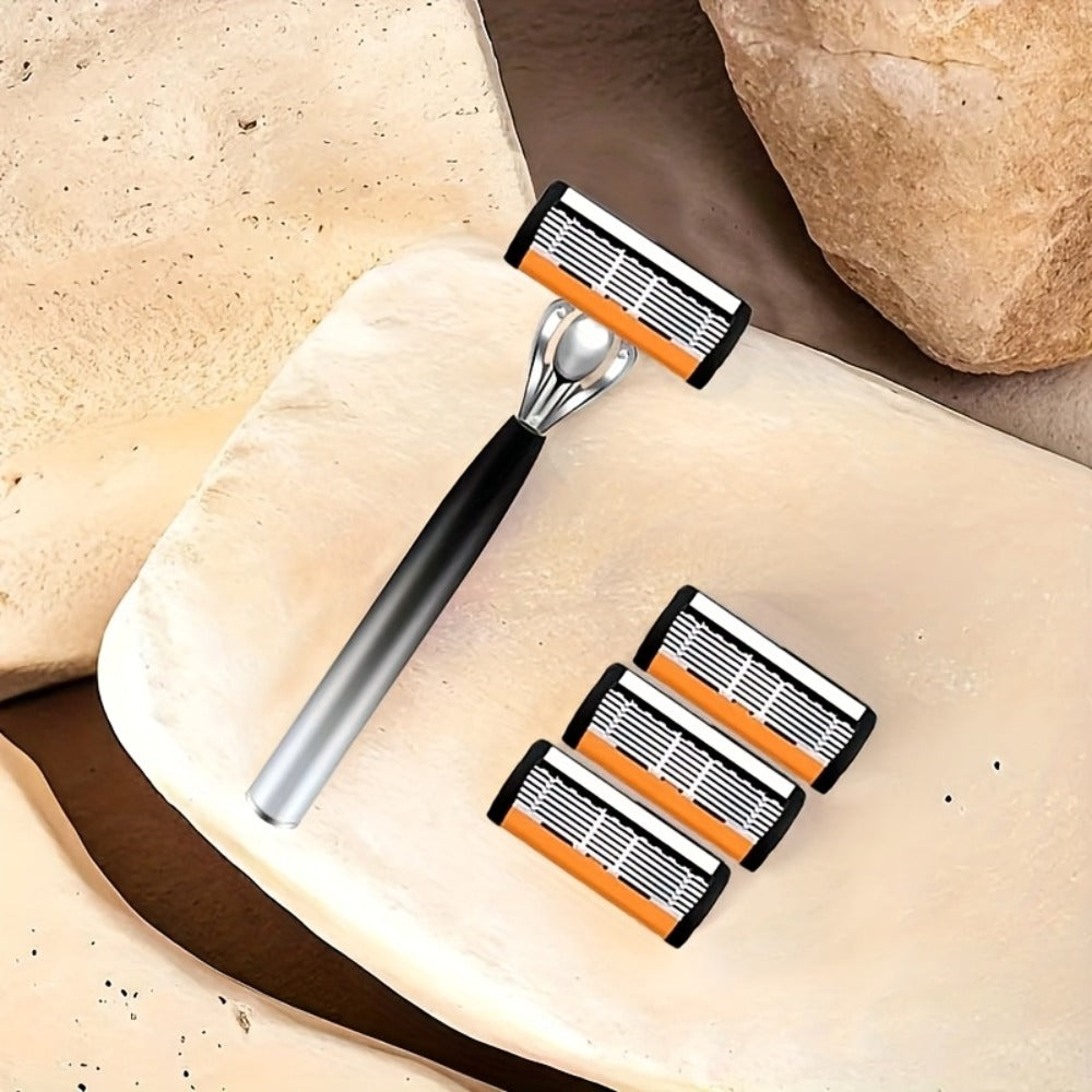 Safety Razor Set for Men 2 Anti-Slip Handles & 24 Ultra-Sharp Replaceable Stainless Steel Blades – Smooth Painless Close Shav