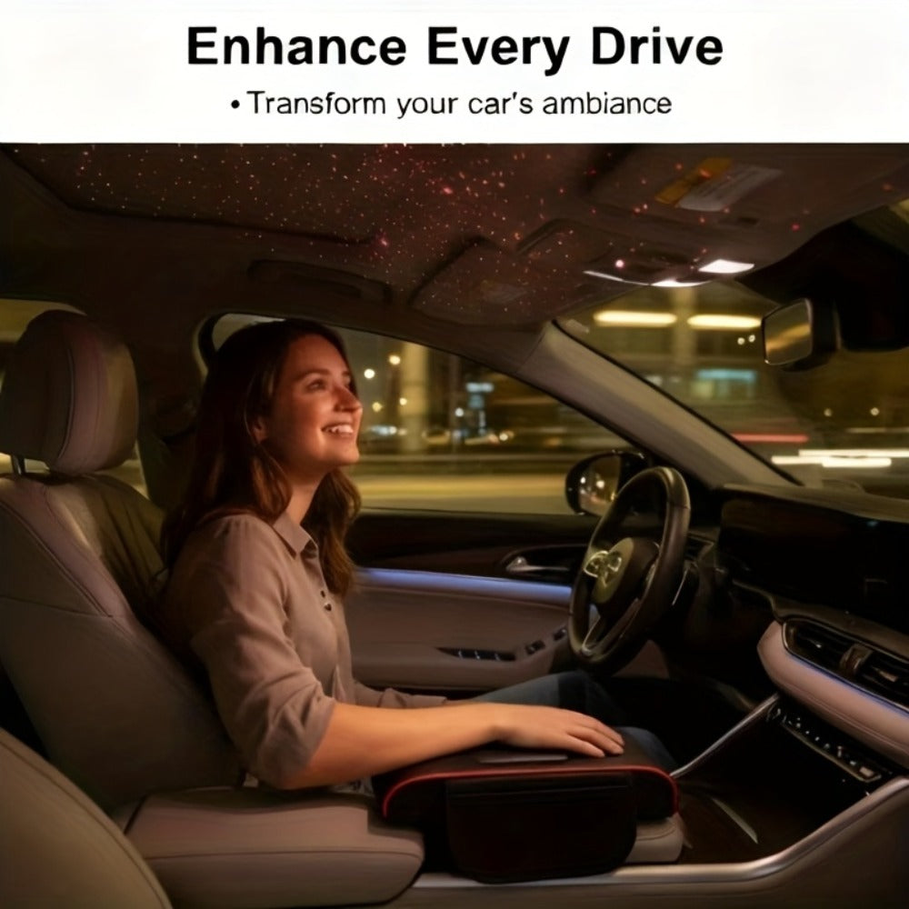 Car Armrest Box Cover Starry Sky Memory Foam Center Console Pad with Type-C USB Charging Port & Storage Pockets — image 13
