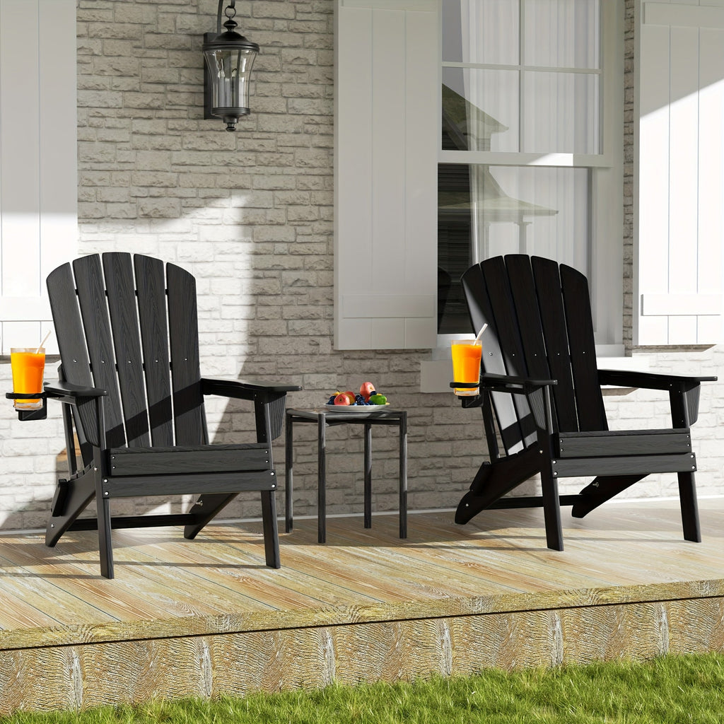Folding Adirondack Chair with Cup Holder – HDPE All-Weather Outdoor Patio Chair — image 3