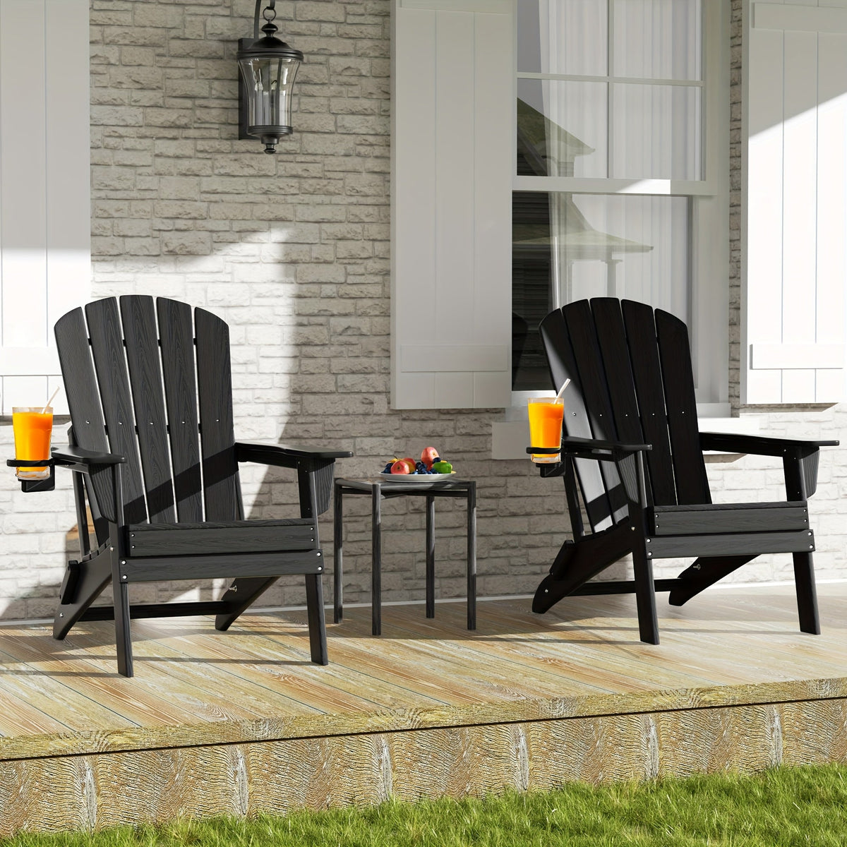 Folding Adirondack Chair with Cup Holder – HDPE All-Weather Outdoor Patio Chair — image 3
