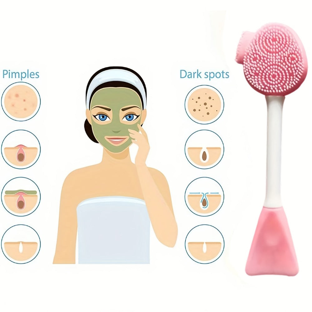 Face Cleansing Brush Set 7pcs Spa Skincare Kit – Mask Brush Scrub Brush Detailing Brush Velvet Headband & Wash Bag — image 3