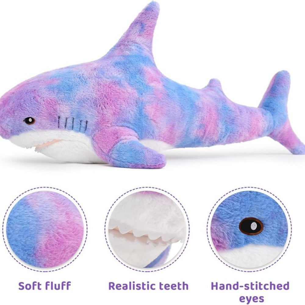 Plush Toy Jumbo Shark Pillow 24-Inch in Blue, Grey, Blue-Pink or Rainbow Colorways and Ocean Decor — image 18