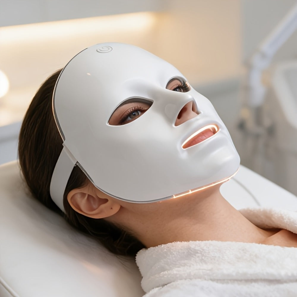 LED Light Therapy Face Mask 7 Color Photon Skin Rejuvenation - Acne Treatment Wrinkle for Bath Time, Home Spa and Personal Ca