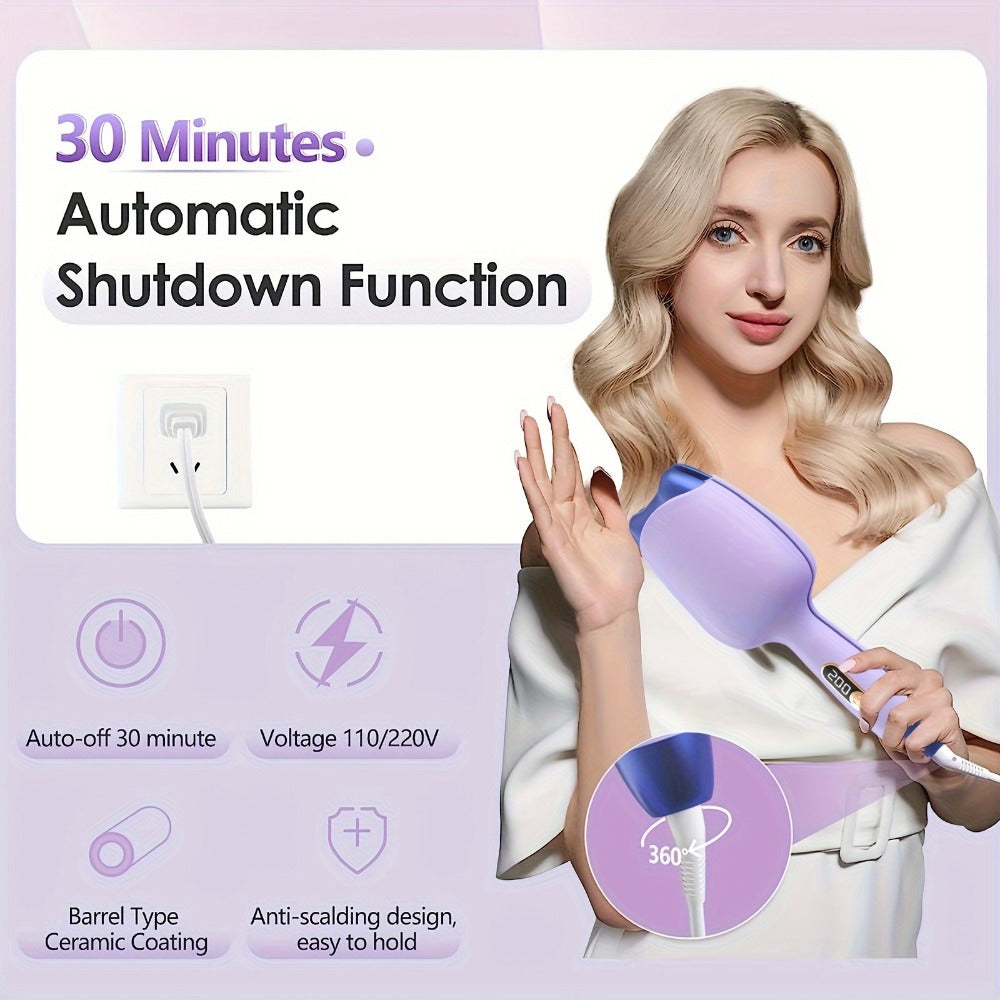 32mm Curling Iron Negative Ion Mini Portable Cat Ears Curler 3-Heat Settings Fast Heating, for Home, Travel and Salon Hair St