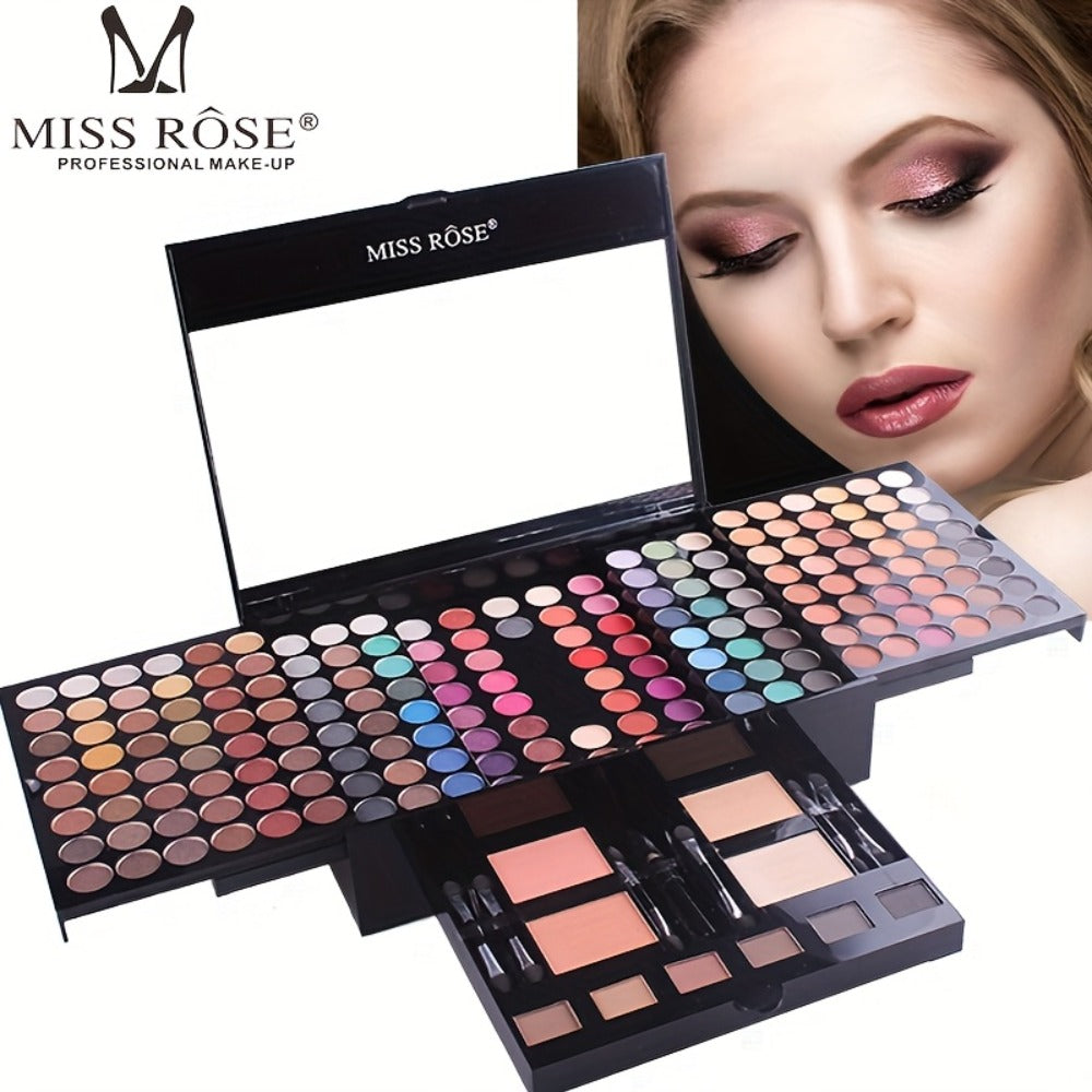 Makeup Kit 190-Color Fold-Out Face and Eye Palette with Center Mirror, 144 Eyeshadow Shades and Eight Brushes — image 12
